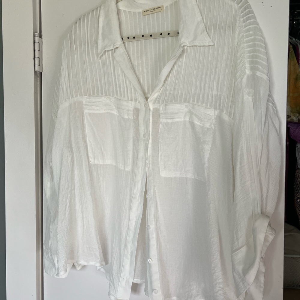 Spell and the Gypsy white bottom down shirt S - Picture 2 of 11